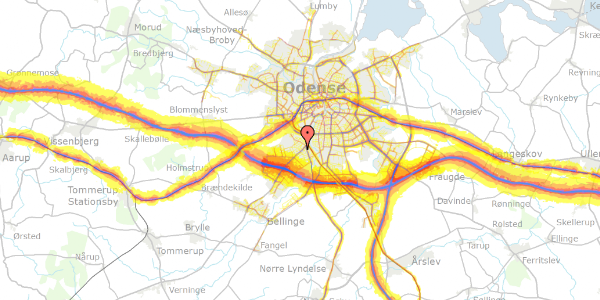 Trafikstøjkort på Ingolfs Allé 13, 5250 Odense SV