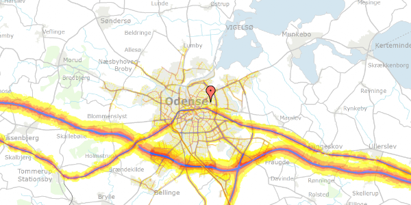 Trafikstøjkort på Isgårdsvej 9, 5000 Odense C