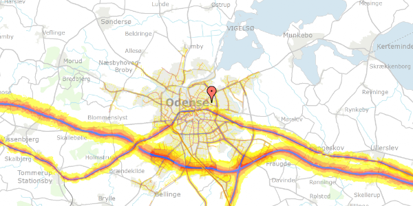 Trafikstøjkort på Isgårdsvej 19, 5000 Odense C