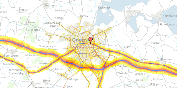 Trafikstøjkort på Islandsgade 9, 1. th, 5000 Odense C