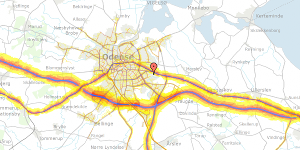 Trafikstøjkort på Ivar Huitfeldts Vej 5, 5220 Odense SØ