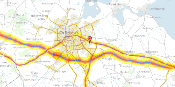 Trafikstøjkort på Ivar Huitfeldts Vej 90, 5220 Odense SØ