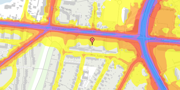 Trafikstøjkort på Jens Juels Vej 20, 1. , 5230 Odense M