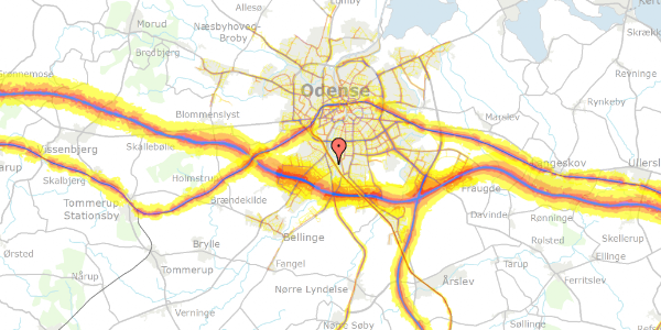 Trafikstøjkort på Jernbane Allé 6, 5250 Odense SV