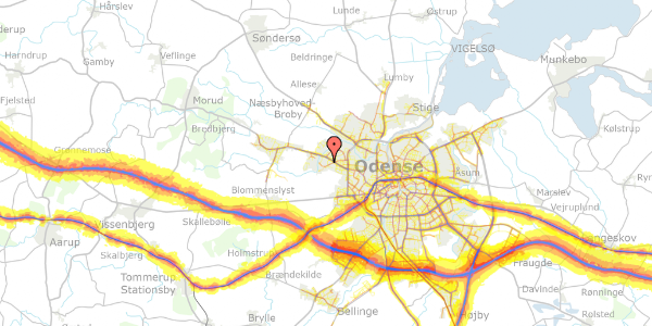 Trafikstøjkort på Junovænget 5, 5210 Odense NV