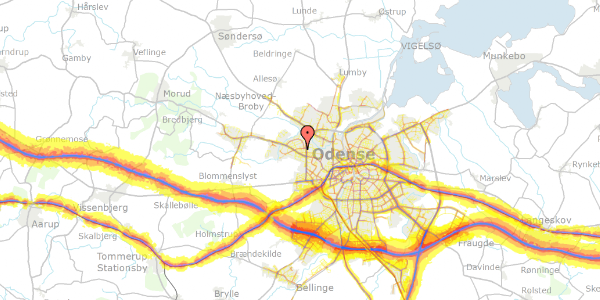 Trafikstøjkort på Juvelvej 22, 5210 Odense NV