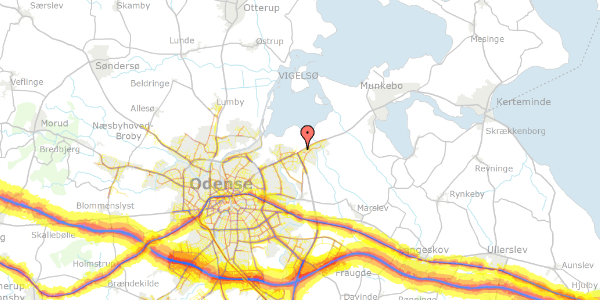 Trafikstøjkort på Kertemindevej 250, 5240 Odense NØ