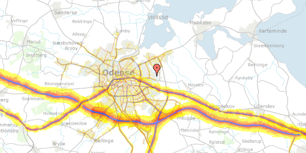 Trafikstøjkort på Kildegårdsvej 155, 5240 Odense NØ