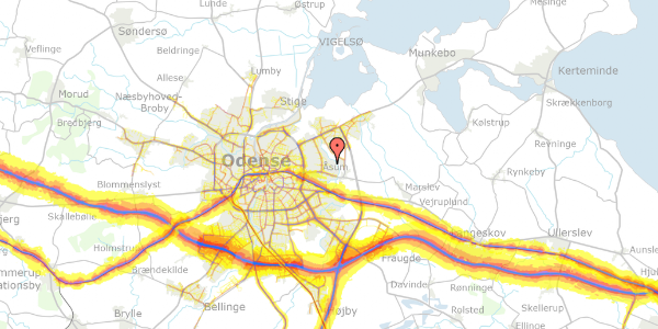 Trafikstøjkort på Kildegårdsvej 218, 5240 Odense NØ