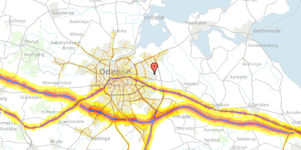 Trafikstøjkort på Kildegårdsvej 249, 5240 Odense NØ