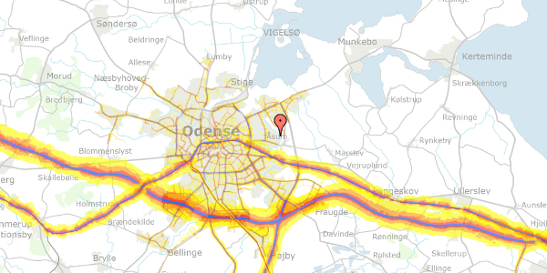 Trafikstøjkort på Kildegårdsvej 261, 5240 Odense NØ