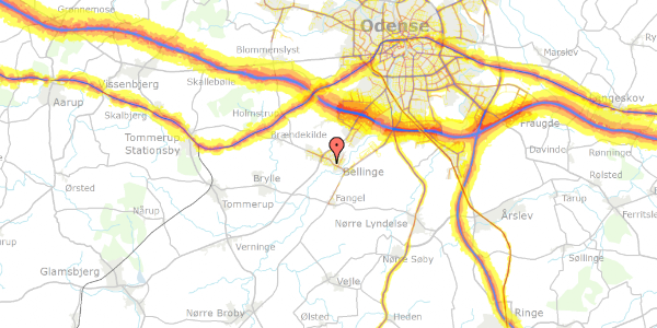 Trafikstøjkort på Kirkebakken 10, 5250 Odense SV