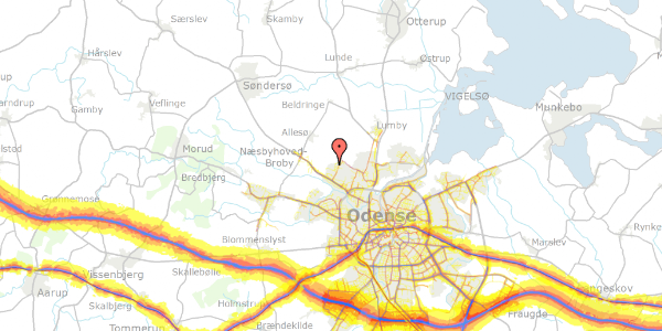 Trafikstøjkort på Kirkendrupmarken 77, 5270 Odense N