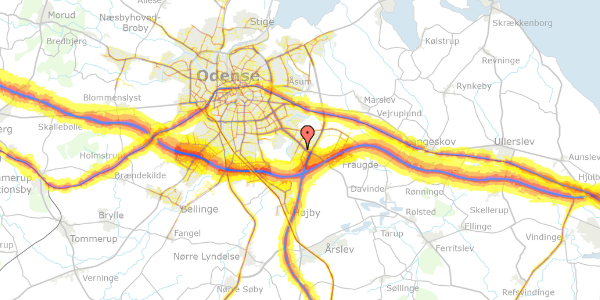 Trafikstøjkort på Klokkens Kvarter 73, 5220 Odense SØ