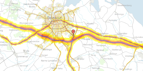 Trafikstøjkort på Klokkens Kvarter 131, 5220 Odense SØ