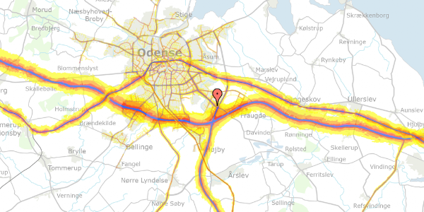 Trafikstøjkort på Klokkens Kvarter 203, 5220 Odense SØ