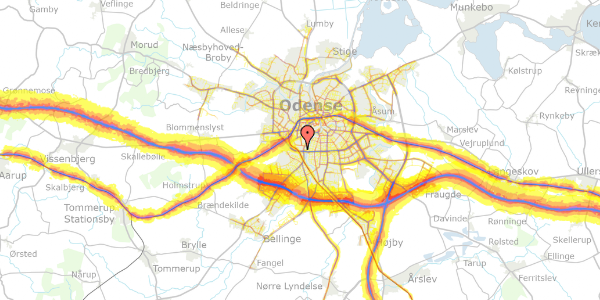 Trafikstøjkort på Kløvervænget 12A, st. 33, 5000 Odense C