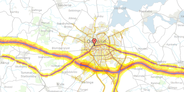 Trafikstøjkort på Kong Georgs Vej 10, 5000 Odense C