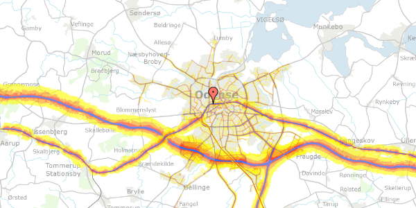 Trafikstøjkort på Kong Georgs Vej 33, st. , 5000 Odense C