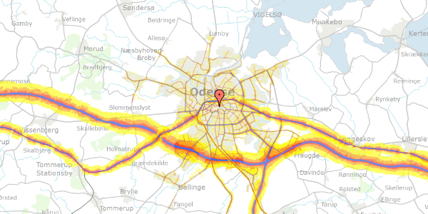 Trafikstøjkort på Kongensgade 31B, 4. th, 5000 Odense C