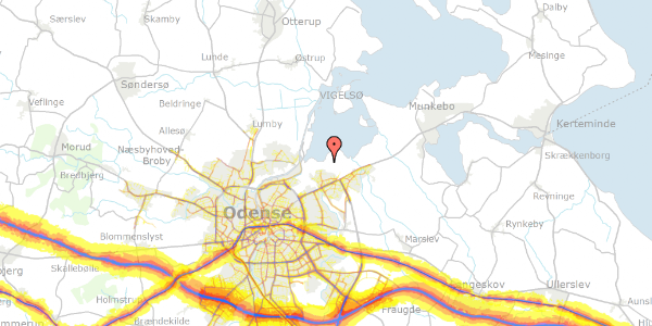 Trafikstøjkort på Kragenæsvej 1, 5240 Odense NØ