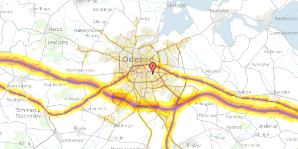 Trafikstøjkort på Kragsbjergvej 39, 5000 Odense C