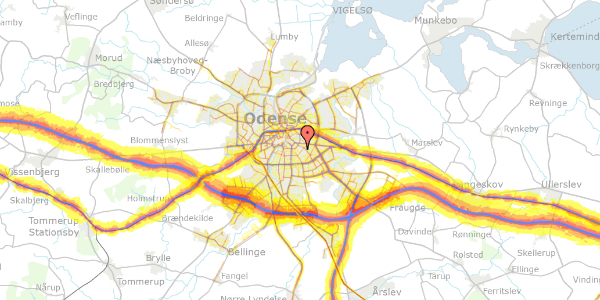 Trafikstøjkort på Kragsbjergvej 72, 1. 206, 5000 Odense C