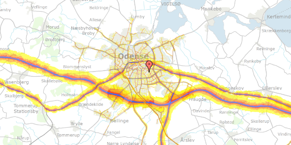 Trafikstøjkort på Kragsbjergvej 84, 2. 3, 5000 Odense C