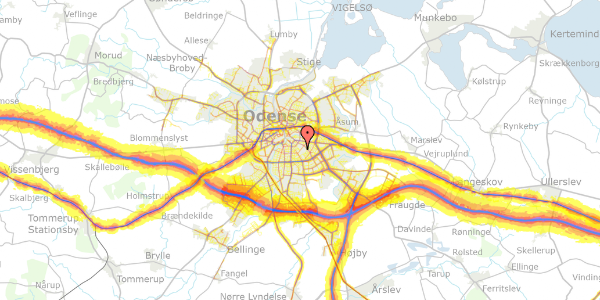 Trafikstøjkort på Kragsbjergvej 88, 1. 3, 5000 Odense C