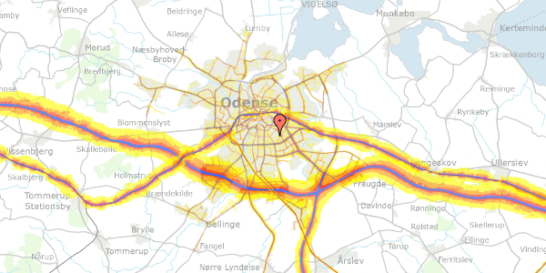 Trafikstøjkort på Kragsbjergvej 89, 1. 228, 5230 Odense M