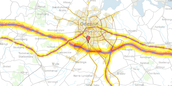 Trafikstøjkort på Kristiansdals Allé 33, 5250 Odense SV