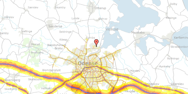 Trafikstøjkort på Krægevænget 25, 5270 Odense N