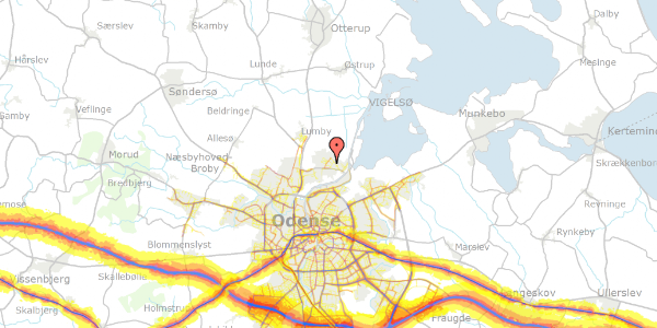 Trafikstøjkort på Krægevænget 27, 5270 Odense N