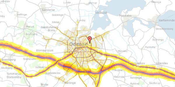 Trafikstøjkort på Kærmindevej 18, 5000 Odense C