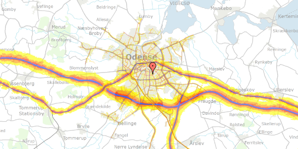 Trafikstøjkort på Lahnsgade 7B, st. th, 5000 Odense C