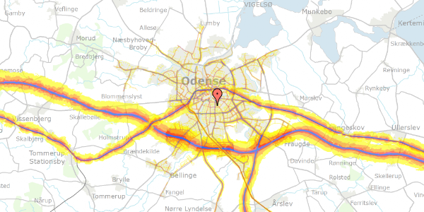 Trafikstøjkort på Lahnsgade 33B, st. , 5000 Odense C