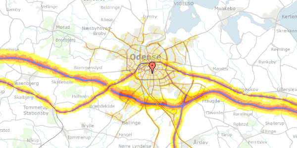 Trafikstøjkort på Lahnsgade 67, 5000 Odense C