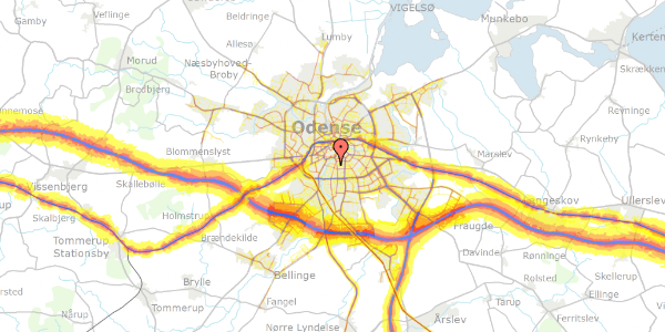 Trafikstøjkort på Lahnsgade 74, 5000 Odense C