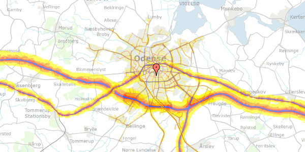 Trafikstøjkort på Lahnsgade 80, 5000 Odense C