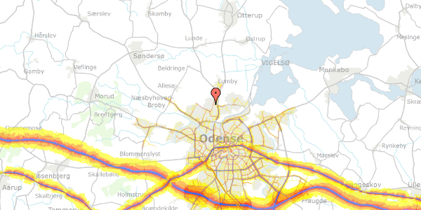 Trafikstøjkort på Larsskovgyden 20, 5270 Odense N