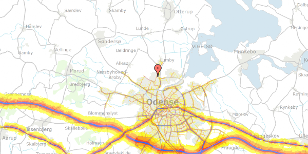 Trafikstøjkort på Larsskovgyden 26, 5270 Odense N