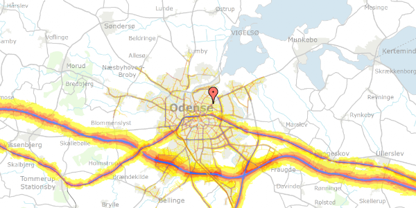 Trafikstøjkort på Lathyrusvej 23, 5000 Odense C