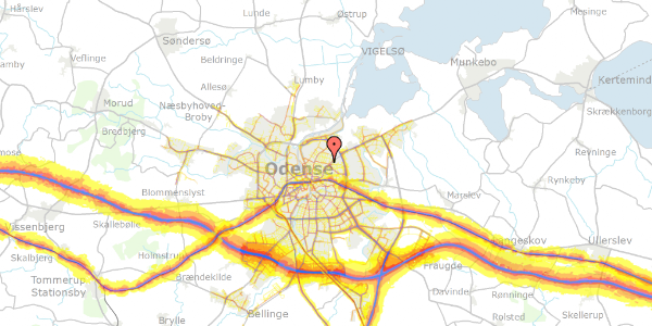 Trafikstøjkort på Lathyrusvej 49, 5000 Odense C