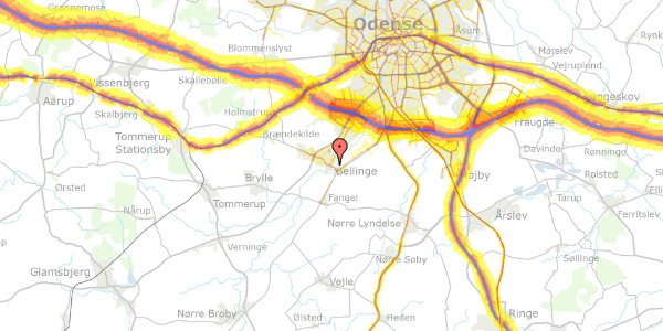 Trafikstøjkort på Lettebækvænget 7, 5250 Odense SV