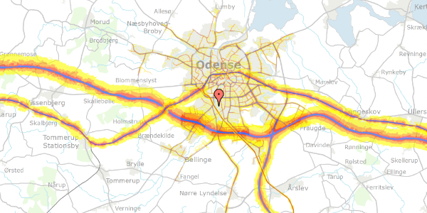 Trafikstøjkort på Lindevej 9, 5250 Odense SV