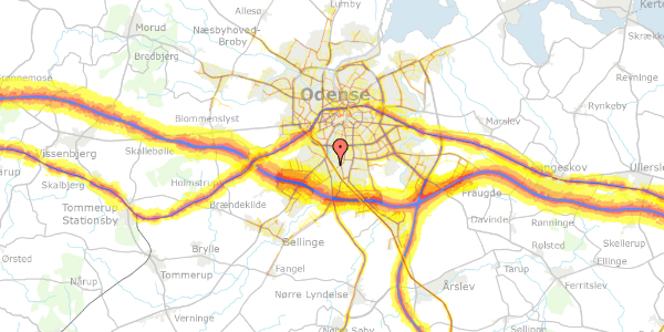 Trafikstøjkort på Lindevej 72, 5250 Odense SV