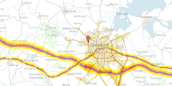 Trafikstøjkort på Lykkegårdsvej 17, 5210 Odense NV