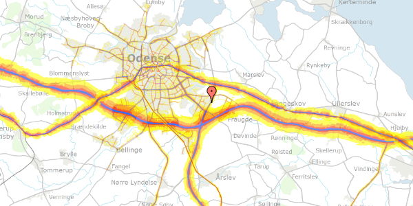 Trafikstøjkort på Læderhatten 3, 5220 Odense SØ