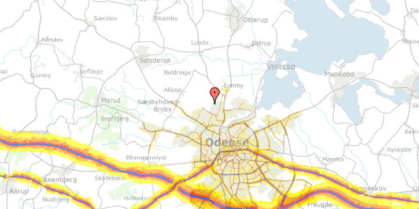 Trafikstøjkort på Løkkegravene 50, 5270 Odense N