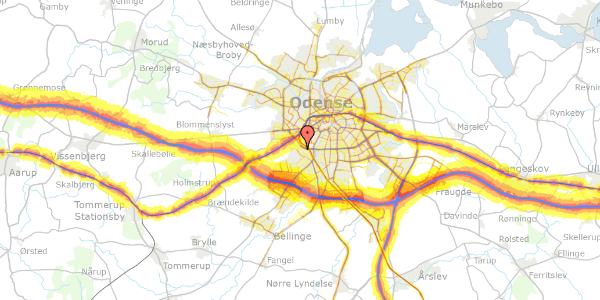 Trafikstøjkort på Løkkevej 1, 5250 Odense SV